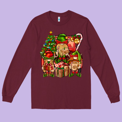 Christmas Elf Truck Long Sleeve Tee Designed By Bundleandbundleshop