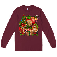 Burgundy Christmas Elf Truck Long Sleeve Tee - BundleAndBundleShop