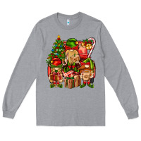 Heather Grey Christmas Elf Truck Long Sleeve Tee - BundleAndBundleShop