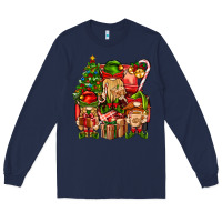 Navy Christmas Elf Truck Long Sleeve Tee - BundleAndBundleShop