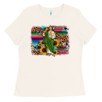 Bone san judas leopard cowhide sunflower background Ladies Tee - JahusDesignShop