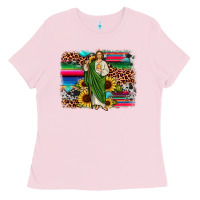 Bubblegum Pink san judas leopard cowhide sunflower background Ladies Tee - JahusDesignShop