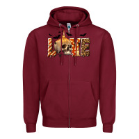 Burgundy Halloween Love Zipper Hoodie - texasbilliewilder