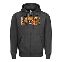 Charcoal Heather Halloween Love Zipper Hoodie - texasbilliewilder