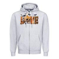 Heather Grey Halloween Love Zipper Hoodie - texasbilliewilder