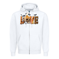 White Halloween Love Zipper Hoodie - texasbilliewilder