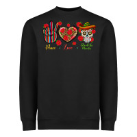 Black Peace Love Dia De Los Muertos Heavyweight Sweatshirt - BundleAndBundleShop