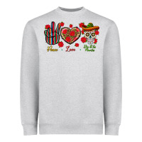 Heather Grey Peace Love Dia De Los Muertos Heavyweight Sweatshirt - BundleAndBundleShop