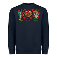 Navy Peace Love Dia De Los Muertos Heavyweight Sweatshirt - BundleAndBundleShop