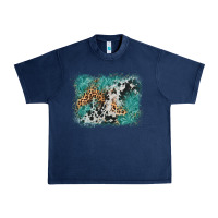 Navy cowhide turquoise leather background Urban Heavy Tee - AdoDesignShop