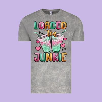 Loaded Tea Junkie Vintage Tee Designed By Maliassmallbusiness