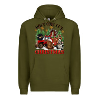 Army Green holy cow its christmas Premium Hoodie - CowGirlArtShop