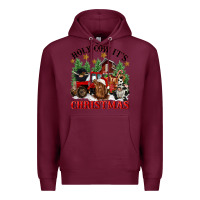 Burgundy holy cow its christmas Premium Hoodie - CowGirlArtShop