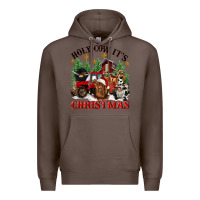 Coffee holy cow its christmas Premium Hoodie - CowGirlArtShop