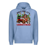 Colony Blue holy cow its christmas Premium Hoodie - CowGirlArtShop