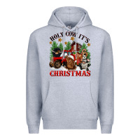 Heather Grey holy cow its christmas Premium Hoodie - CowGirlArtShop