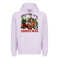 Lilac holy cow its christmas Premium Hoodie - CowGirlArtShop