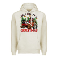 Oatmeal Heather holy cow its christmas Premium Hoodie - CowGirlArtShop