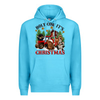 Ocean Blue holy cow its christmas Premium Hoodie - CowGirlArtShop