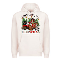 Pale Pink holy cow its christmas Premium Hoodie - CowGirlArtShop