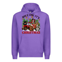 Purple holy cow its christmas Premium Hoodie - CowGirlArtShop