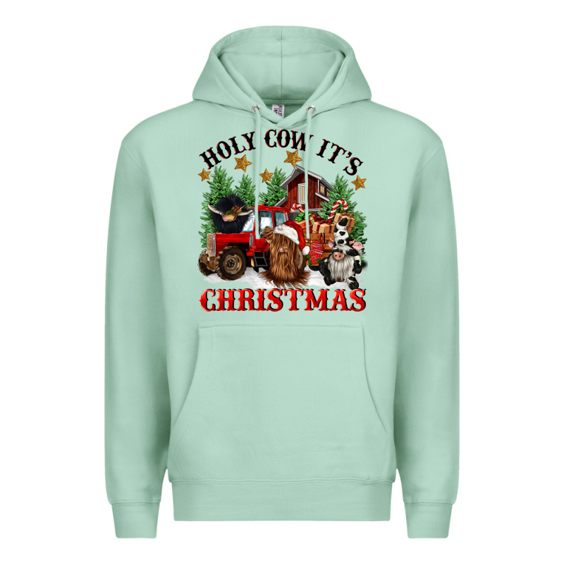 Holy Cow Its Christmas Premium Hoodie by CowGirlArtShop | Teevron