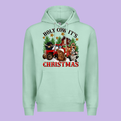 Holy Cow Its Christmas Premium Hoodie Designed By Cowgirlartshop