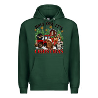 Sports Green holy cow its christmas Premium Hoodie - CowGirlArtShop