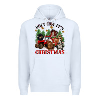 White holy cow its christmas Premium Hoodie - CowGirlArtShop
