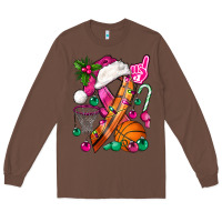 Chestnut Pink Christmas Breast Cancer Ribbon Basketball Long Sleeve Tee - BundleAndBundleShop