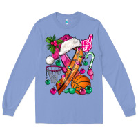 Colony Blue Pink Christmas Breast Cancer Ribbon Basketball Long Sleeve Tee - BundleAndBundleShop