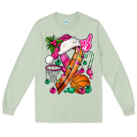 Matcha Pink Christmas Breast Cancer Ribbon Basketball Long Sleeve Tee - BundleAndBundleShop