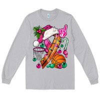 Moon Dust Pink Christmas Breast Cancer Ribbon Basketball Long Sleeve Tee - BundleAndBundleShop