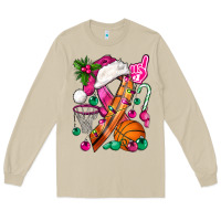 Mushroom Pink Christmas Breast Cancer Ribbon Basketball Long Sleeve Tee - BundleAndBundleShop