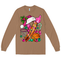 Toasted Coconut Pink Christmas Breast Cancer Ribbon Basketball Long Sleeve Tee - BundleAndBundleShop