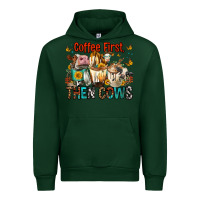 Forest Green Coffee First Then Cows Urban Hoodie - FaDigitalArtStudio
