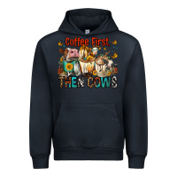 Navy Coffee First Then Cows Urban Hoodie - FaDigitalArtStudio