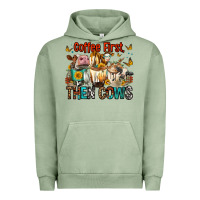 Pigment Oil Green Coffee First Then Cows Urban Hoodie - FaDigitalArtStudio