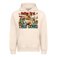 Sandshell Coffee First Then Cows Urban Hoodie - FaDigitalArtStudio