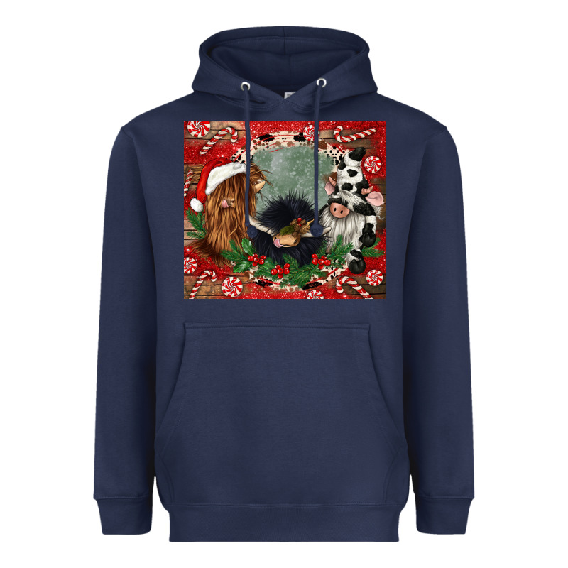 Christmas Heifer Cow  Gnomies Heavyweight Hoodie by CowGirlArtShop | Teevron