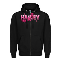 Black Personalized Pink Cancer Themed Name Zipper Hoodie - NancyCooperArtShop