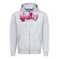 Heather Grey Personalized Pink Cancer Themed Name Zipper Hoodie - NancyCooperArtShop