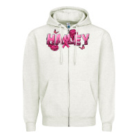Oatmeal Heather Personalized Pink Cancer Themed Name Zipper Hoodie - NancyCooperArtShop
