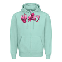 Seafoam Personalized Pink Cancer Themed Name Zipper Hoodie - NancyCooperArtShop