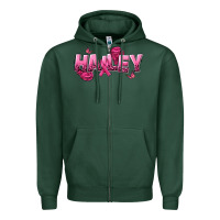 Sports Green Personalized Pink Cancer Themed Name Zipper Hoodie - NancyCooperArtShop