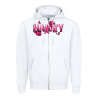 White Personalized Pink Cancer Themed Name Zipper Hoodie - NancyCooperArtShop
