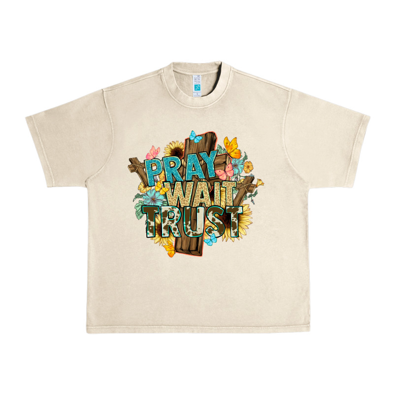 Pray Wait Trust Crosses Christian Urban Heavy Tee by NancyCooperArtShop | Teevron