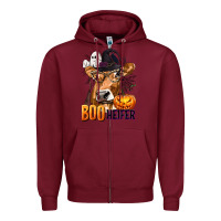 Burgundy Boo Heifer Cow with Halloween Zipper Hoodie - texasbilliewilder