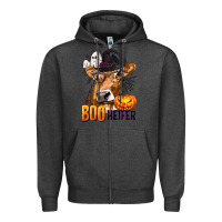 Charcoal Heather Boo Heifer Cow with Halloween Zipper Hoodie - texasbilliewilder