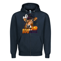Navy Boo Heifer Cow with Halloween Zipper Hoodie - texasbilliewilder